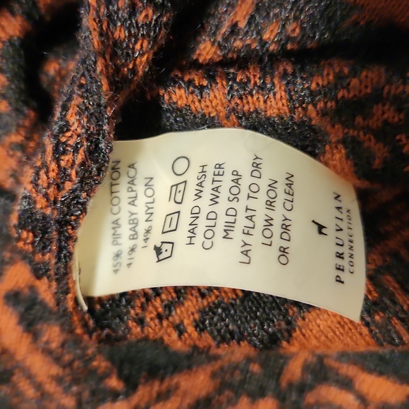 Peruvian Connection Rust & Black Sweater Dress Size M Baby Alpaca - Picture 5 of 6